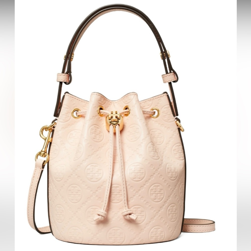 TORY BURCH T MONOGRAM LEATHER MINI
BUCKET BAG